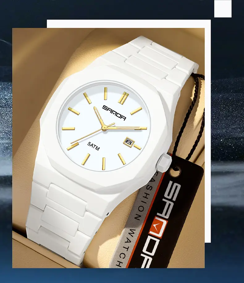 Sanda Popular Quartz Watch Classic Black and White Fashion Men's Watch Simple Single Calendar Nail 50m Waterproof Student Watch for Women — feature 8