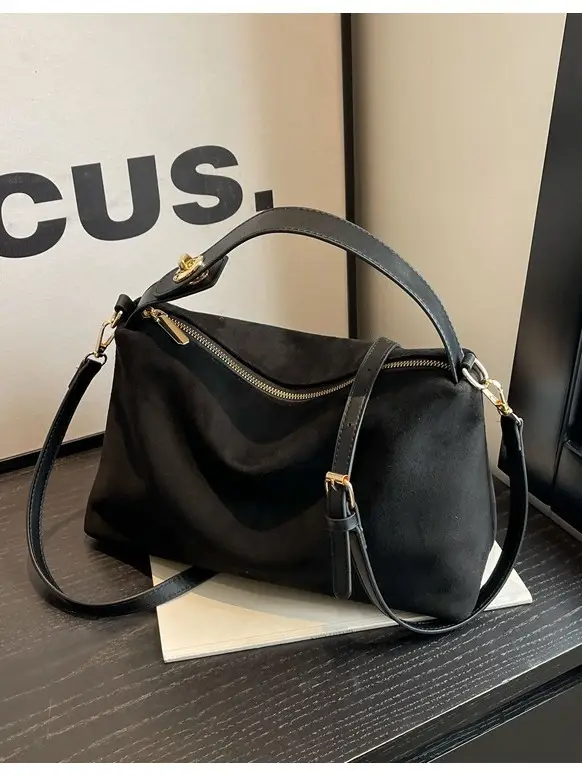 Retro Suede Shoulder Bag Brown 2025 New - Image 5