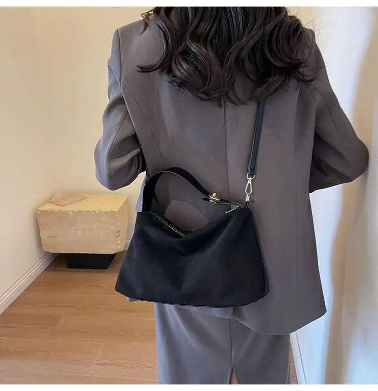 Retro Suede Shoulder Bag Brown 2025 New — feature 10