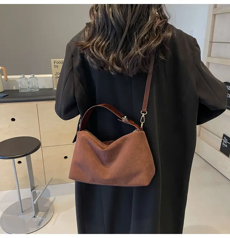 Retro Suede Shoulder Bag Brown 2025 New — feature 15