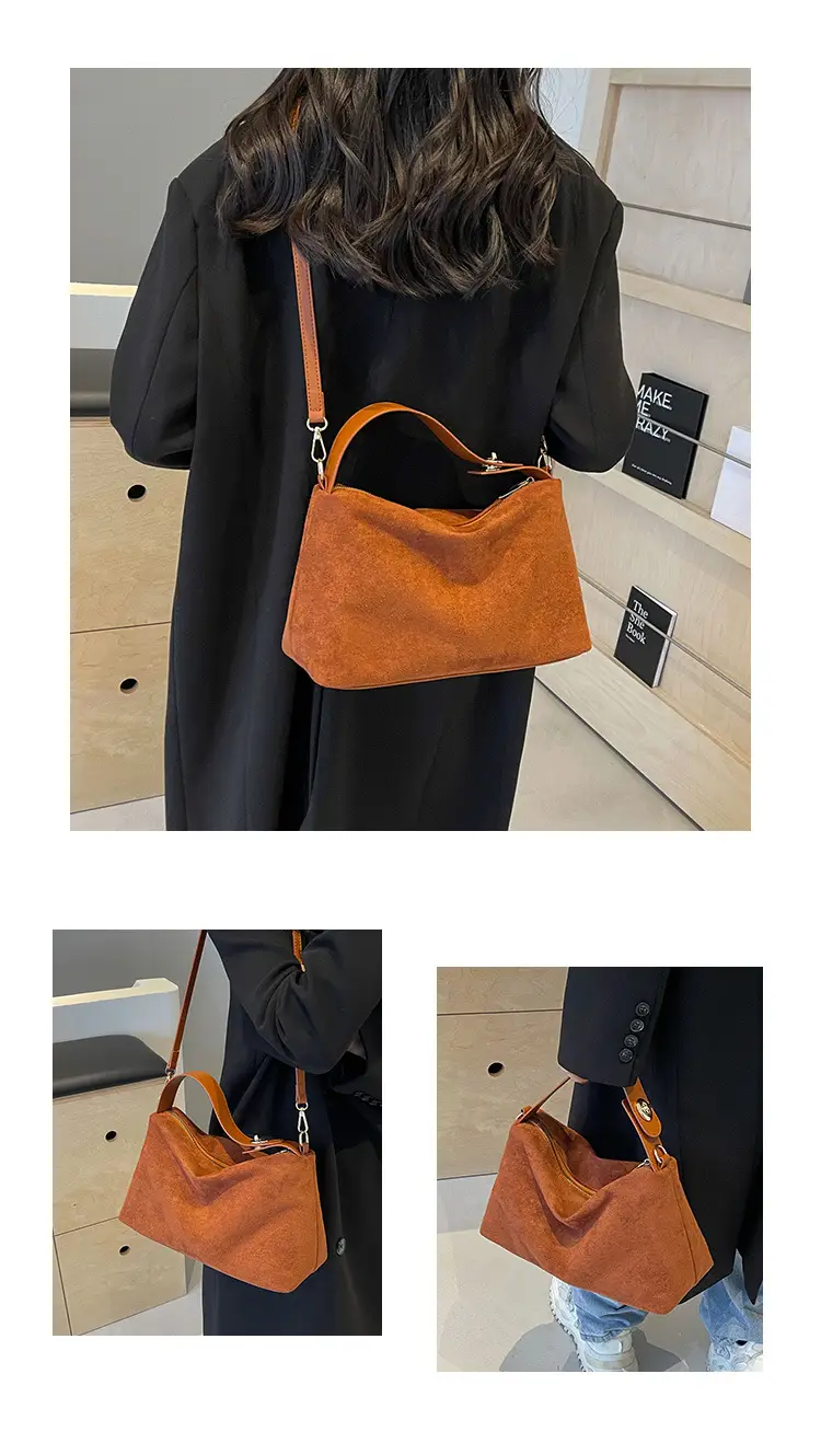 Retro Suede Shoulder Bag Brown 2025 New — feature 20