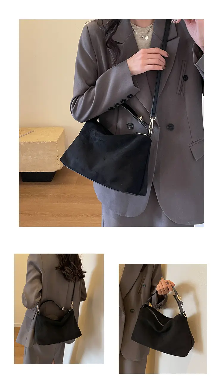 Retro Suede Shoulder Bag Brown 2025 New — feature 21