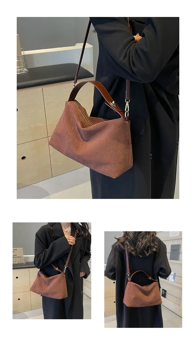 Retro Suede Shoulder Bag Brown 2025 New — feature 22