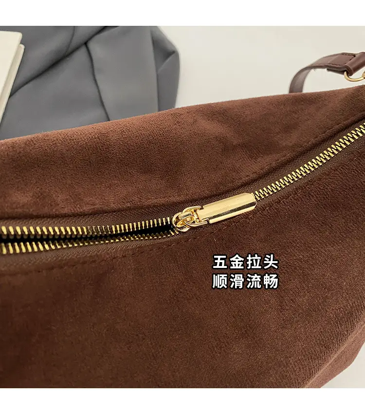 Retro Suede Shoulder Bag Brown 2025 New — feature 26