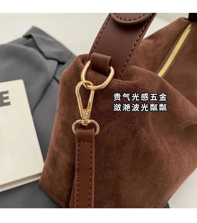 Retro Suede Shoulder Bag Brown 2025 New — feature 27