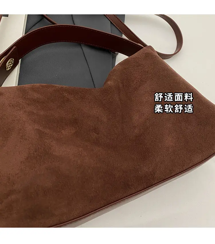 Retro Suede Shoulder Bag Brown 2025 New — feature 28