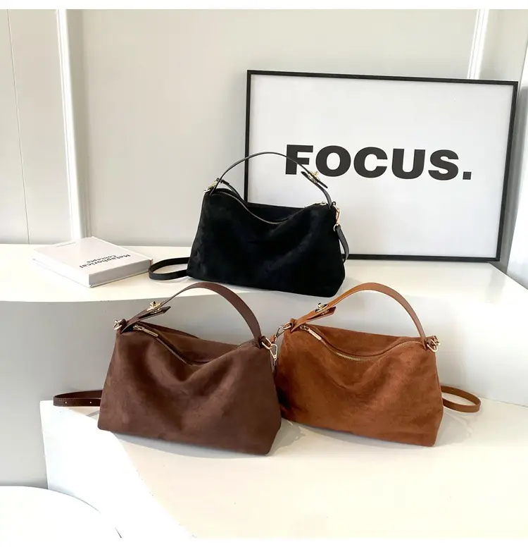 Retro Suede Shoulder Bag Brown 2025 New — feature 6