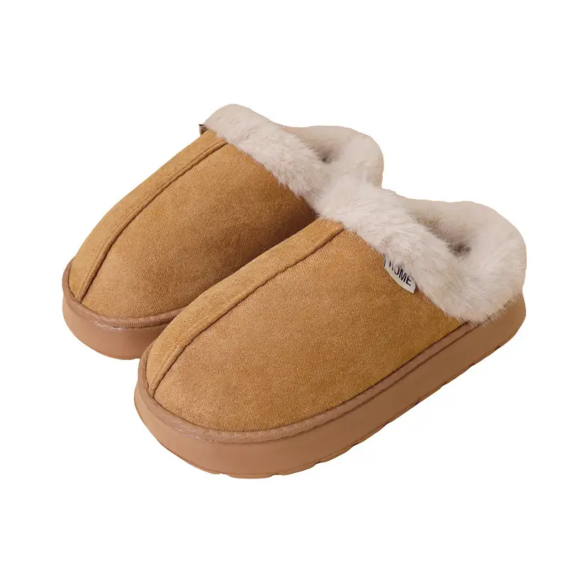 Women's Warm Cotton Slippers Brown Winter Indoor