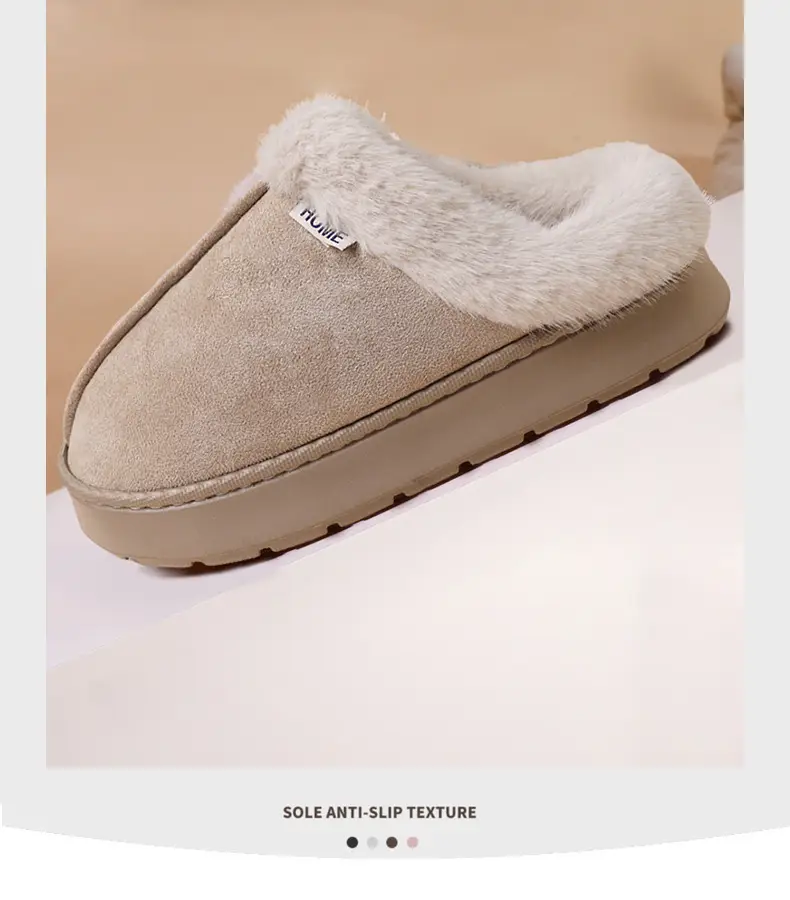 Women's Warm Cotton Slippers Brown Winter Indoor — feature 10