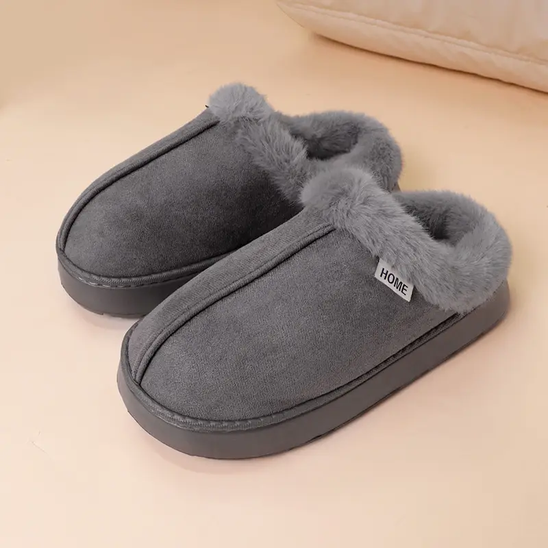Women's Warm Cotton Slippers Brown Winter Indoor