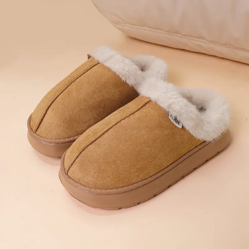 Women's Warm Cotton Slippers Brown Winter Indoor
