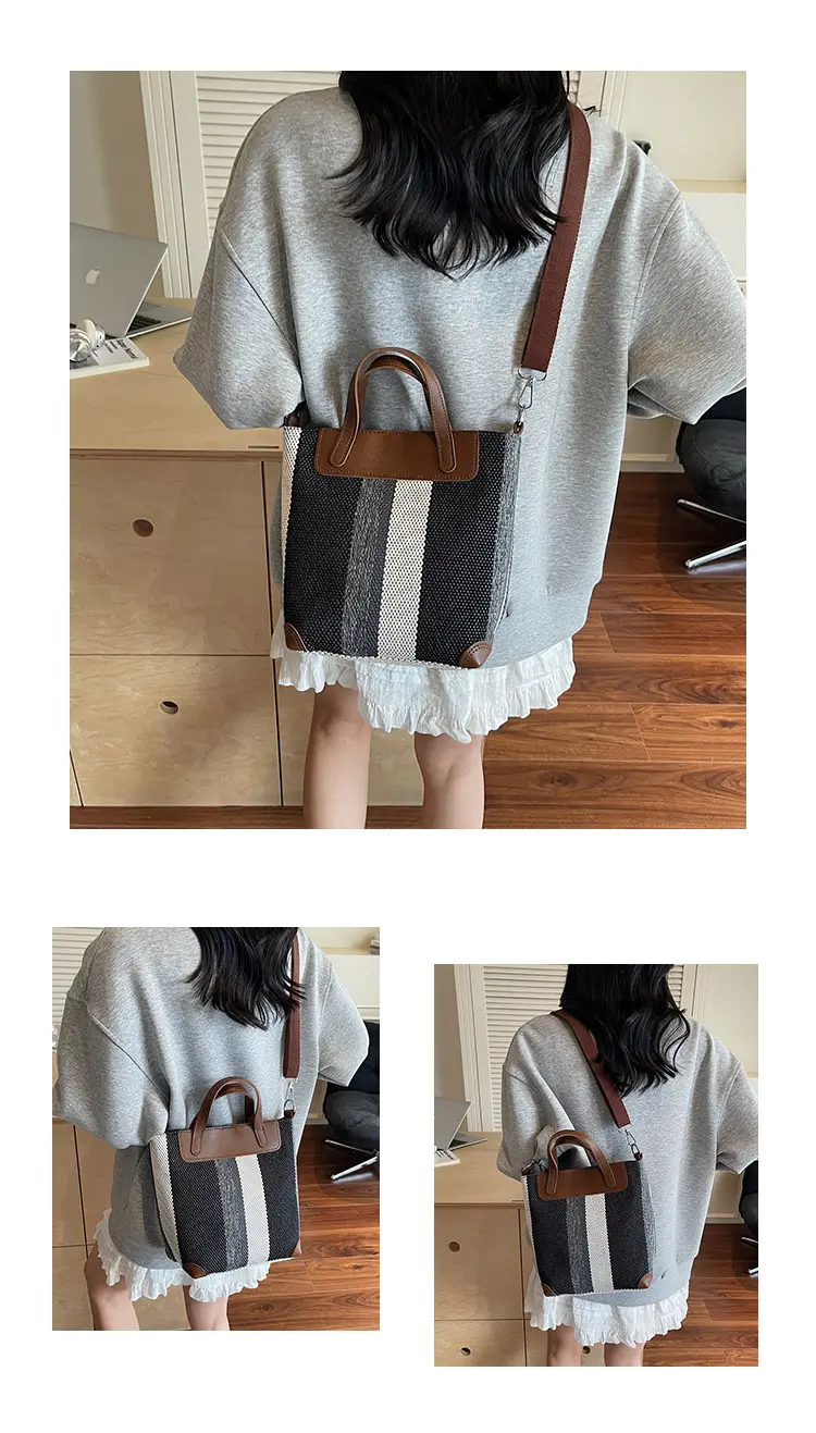Striped Shoulder Bag for Women Brown Beige 2025 — feature 11