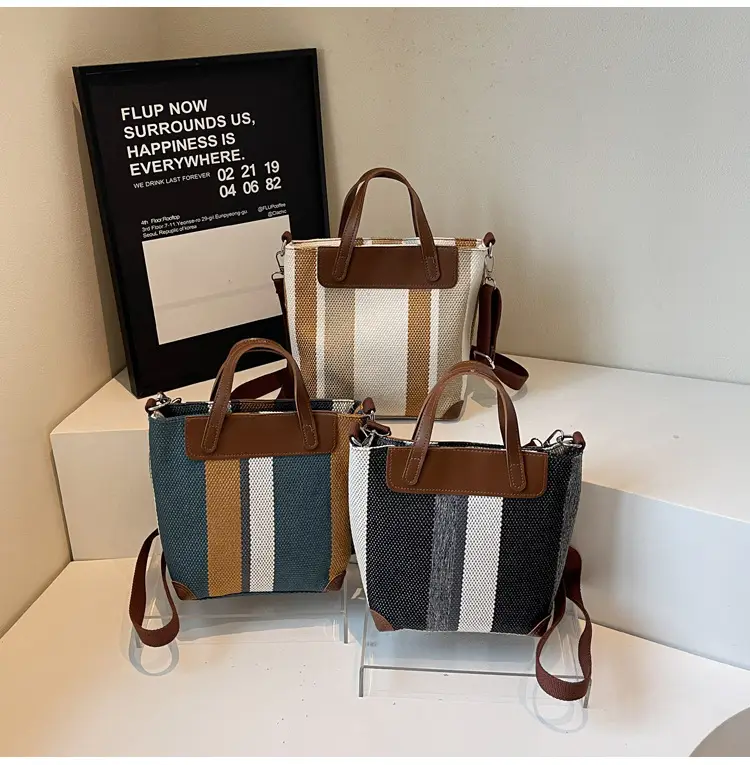 Striped Shoulder Bag for Women Brown Beige 2025 — feature 13