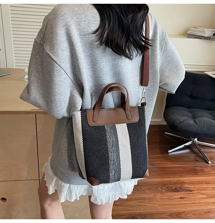 Striped Shoulder Bag for Women Brown Beige 2025 — feature 16