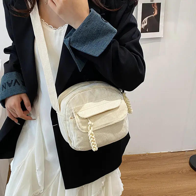 Corduroy 2025 Summer Crossbody Bag Green Campus Style - Image 7