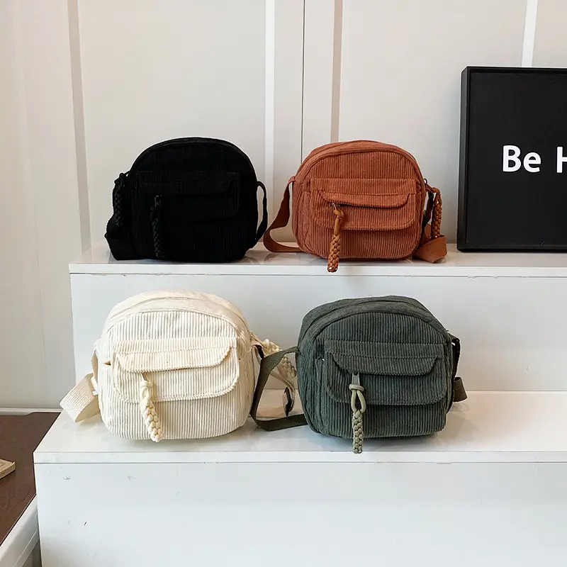 Corduroy 2025 Summer Crossbody Bag Green Campus Style - Image 8