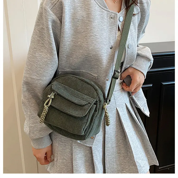 Corduroy 2025 Summer Crossbody Bag Green Campus Style — feature 10