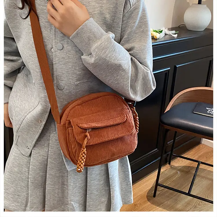 Corduroy 2025 Summer Crossbody Bag Green Campus Style — feature 11