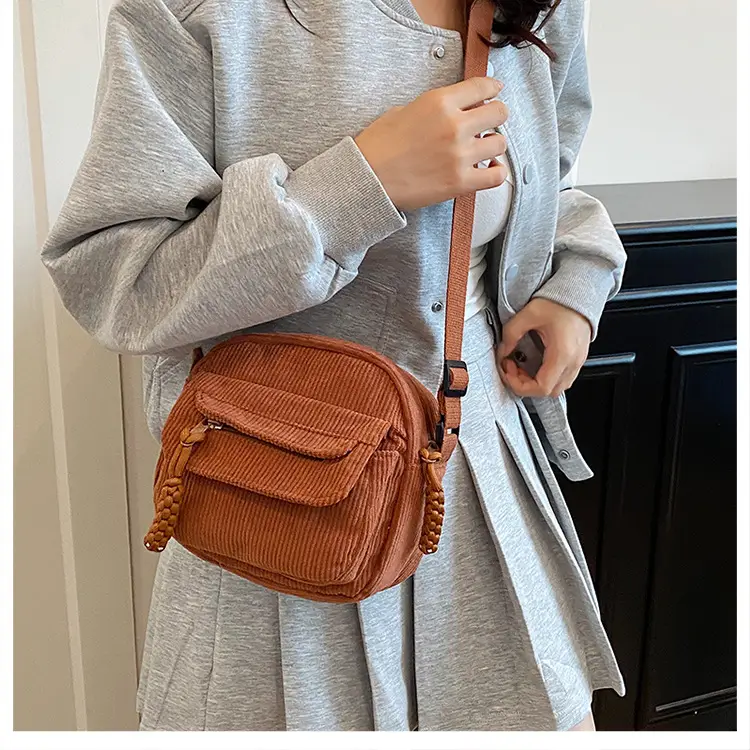Corduroy 2025 Summer Crossbody Bag Green Campus Style — feature 12