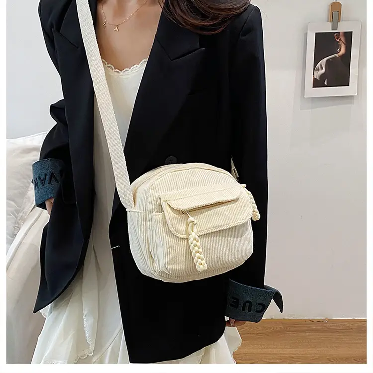 Corduroy 2025 Summer Crossbody Bag Green Campus Style — feature 15