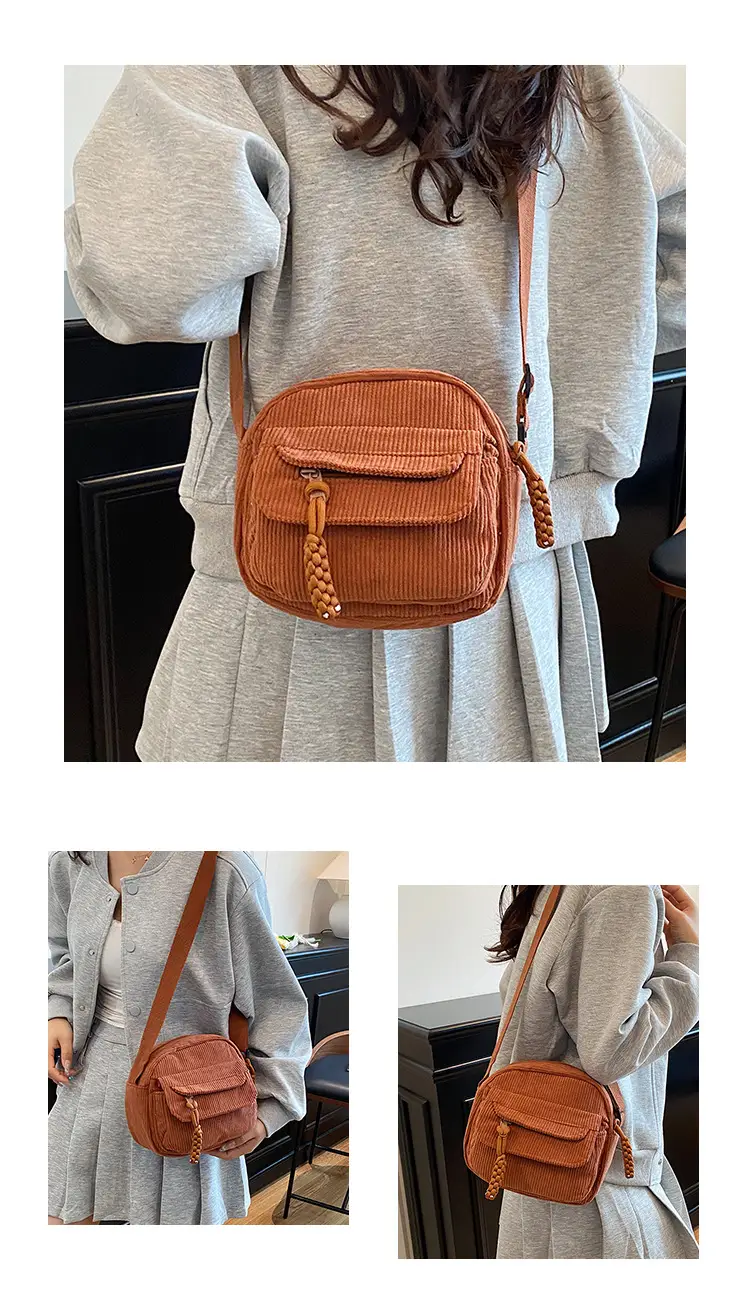 Corduroy 2025 Summer Crossbody Bag Green Campus Style — feature 17