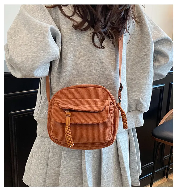 Corduroy 2025 Summer Crossbody Bag Green Campus Style — feature 2
