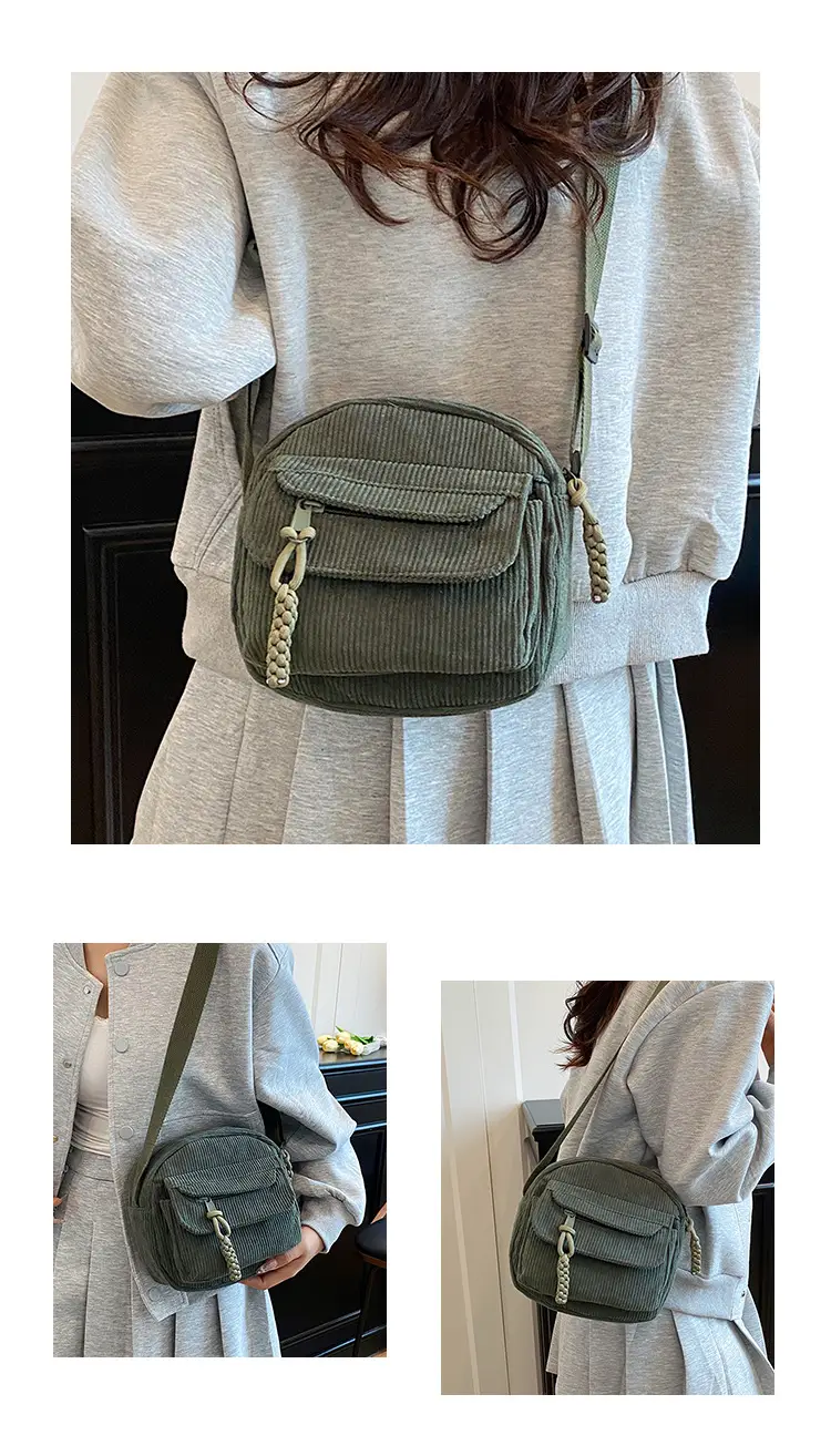 Corduroy 2025 Summer Crossbody Bag Green Campus Style — feature 20