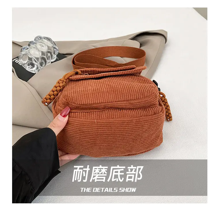 Corduroy 2025 Summer Crossbody Bag Green Campus Style — feature 7