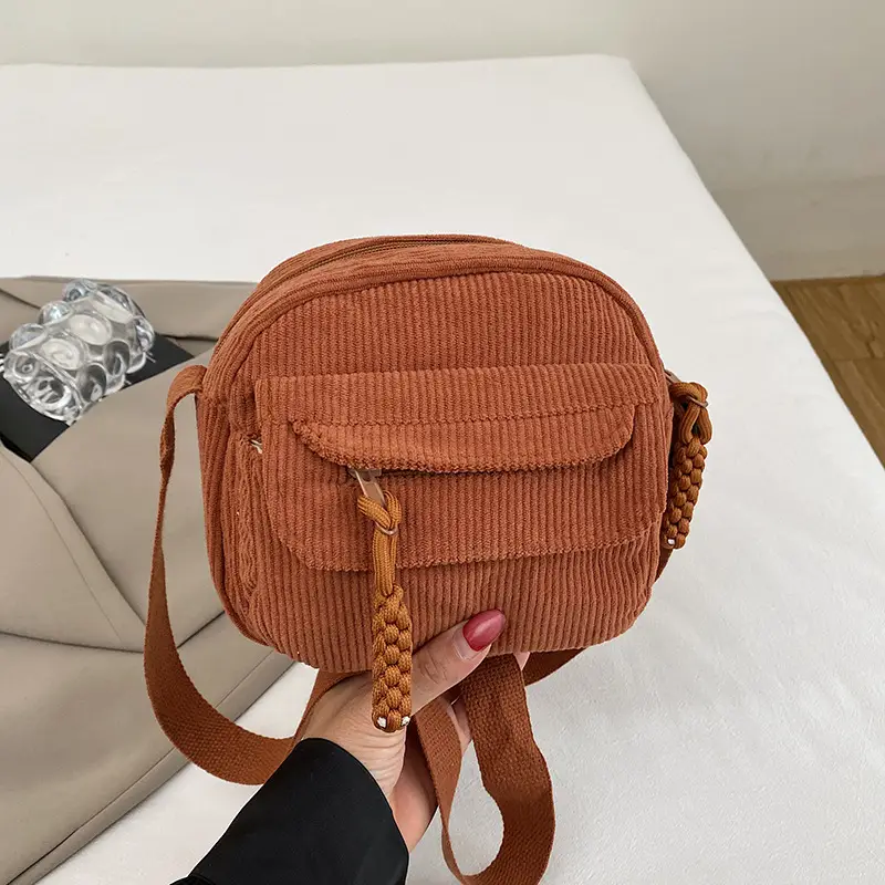 Corduroy 2025 Summer Crossbody Bag Green Campus Style - Image 3