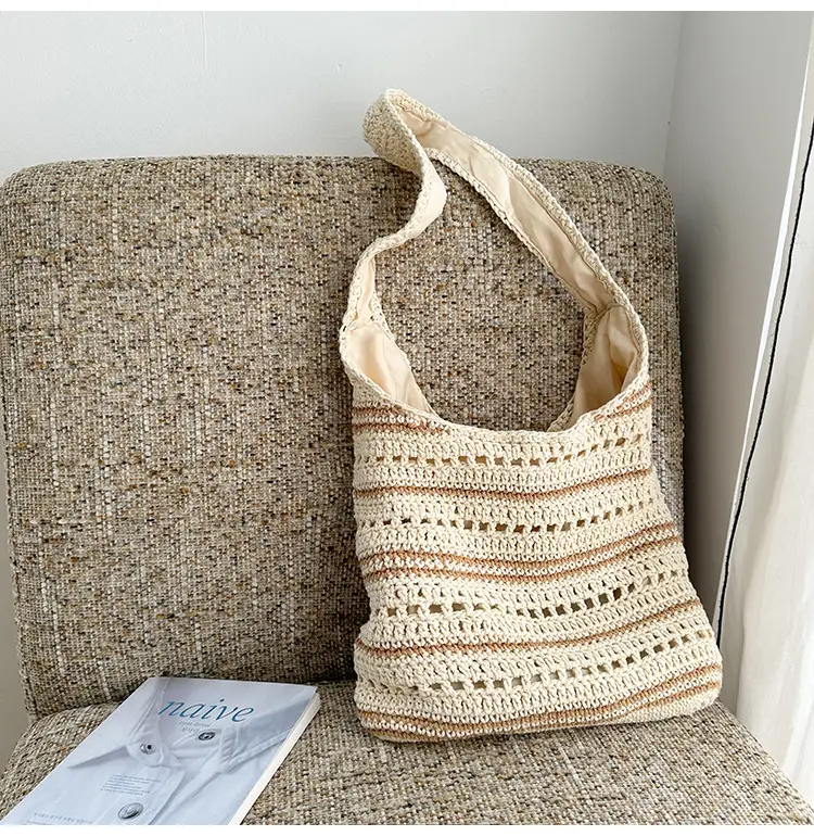 Women Woven Casual Shoulder Bag Blue White 2026 — feature 41