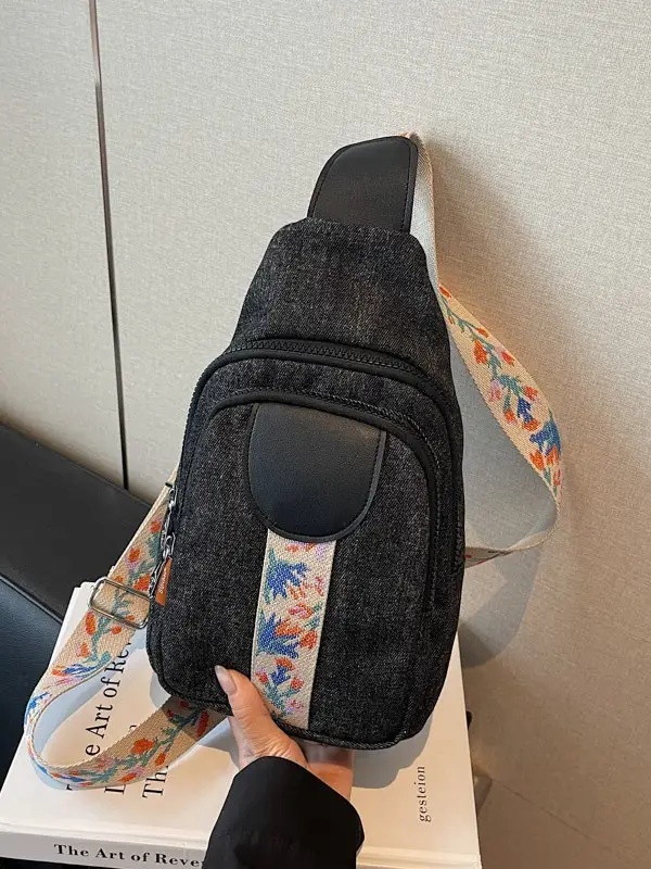 Denim Crossbody Bag Women 2025 Trendy Blue Patterned - Image 7