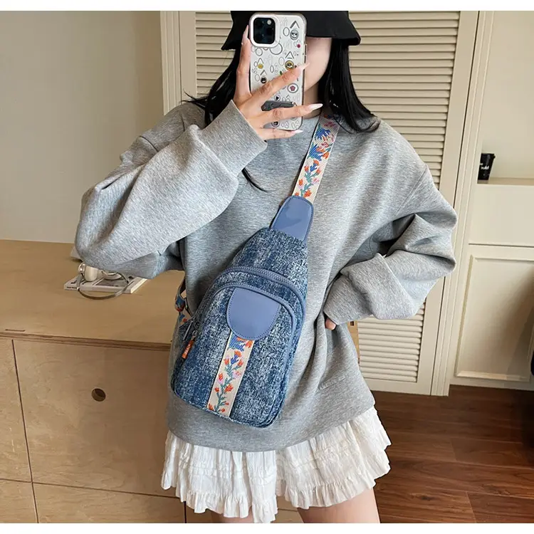 Denim Crossbody Bag Women 2025 Trendy Blue Patterned — feature 12