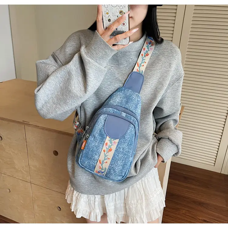 Denim Crossbody Bag Women 2025 Trendy Blue Patterned — feature 8