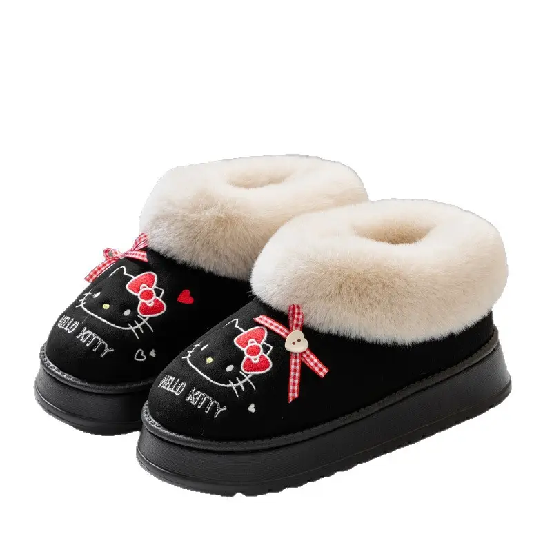 Cotton Slippers for Men and Women, Fleece-Lined to Keep Warm When Going Out, Two-Wear Non-Slip Thick Soles, Cold-Proof and Cute Furry Slippers - Image 7
