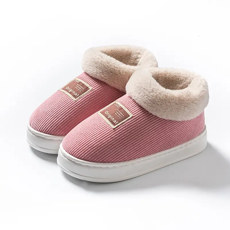 Cartoon Bear Head Plush Slippers for Women, Autumn and Winter Indoor Fleece Warm Maternity Shoes, Outdoor Couple Plush Snow Boots