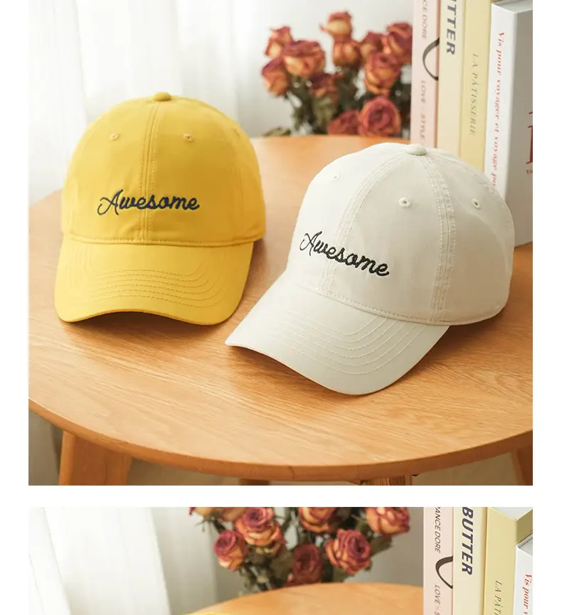Korean Style White "Awesome" Cap for Women — feature 14