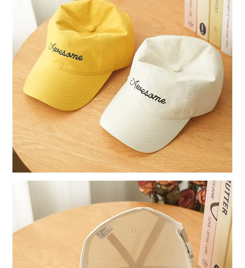 Korean Style White "Awesome" Cap for Women — feature 15