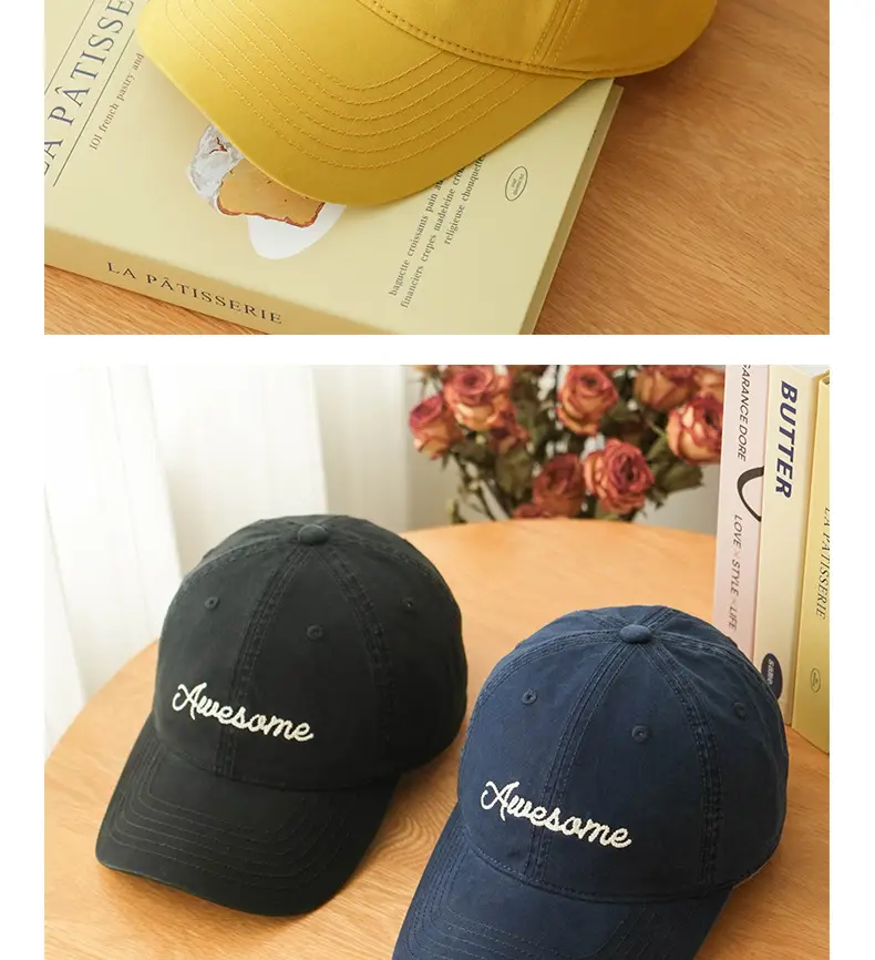 Korean Style White "Awesome" Cap for Women — feature 17