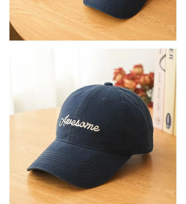 Korean Style White "Awesome" Cap for Women — feature 18
