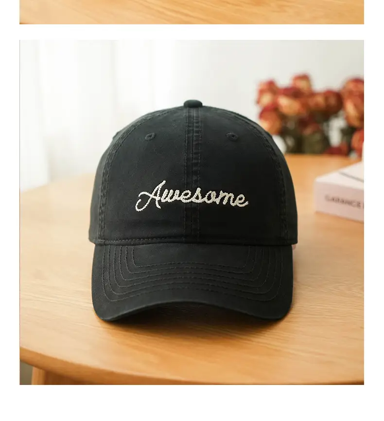 Korean Style White "Awesome" Cap for Women — feature 19