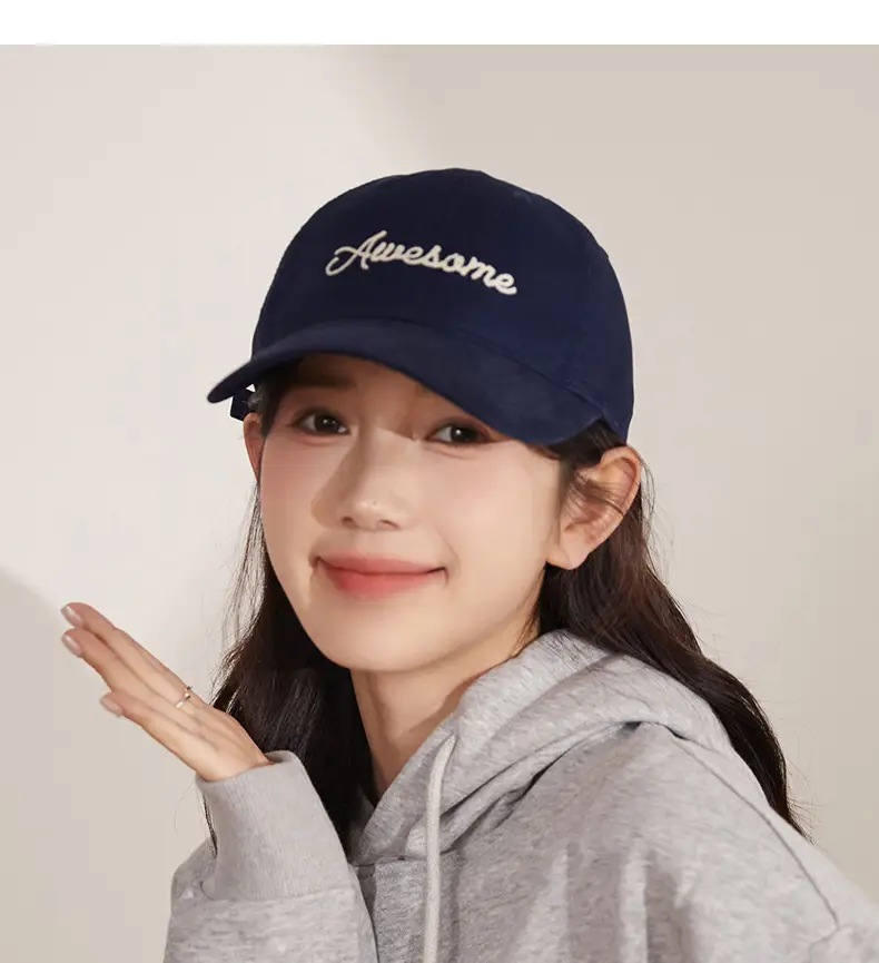 Korean Style White "Awesome" Cap for Women — feature 6