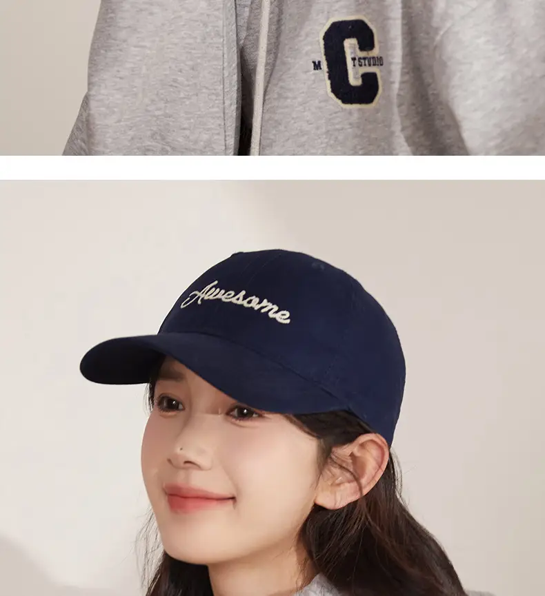 Korean Style White "Awesome" Cap for Women — feature 7