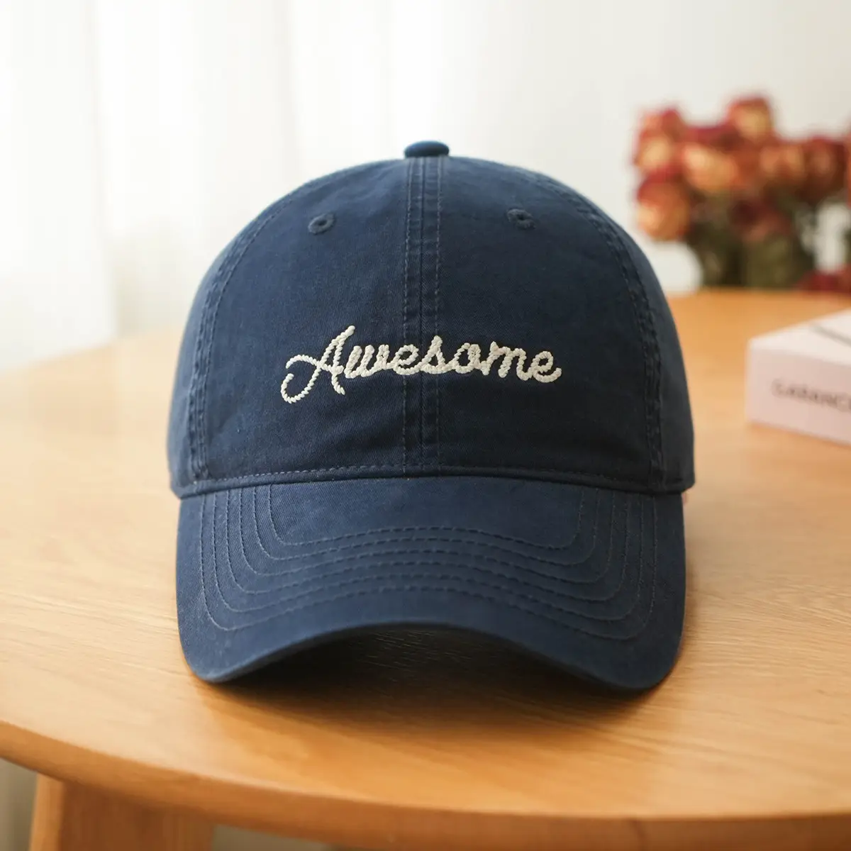 Korean Style White "Awesome" Cap for Women - Image 3