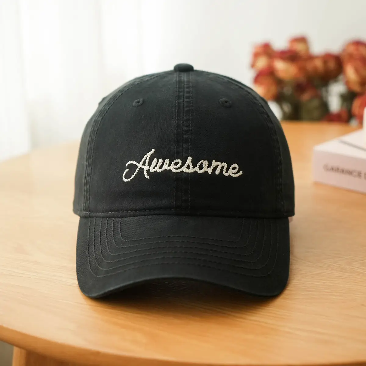 Korean Style White "Awesome" Cap for Women - Image 4