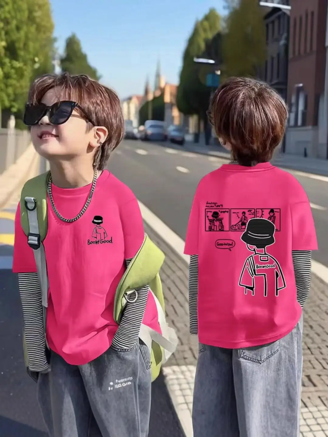 Boys Long Sleeve T-Shirt White Red Green Korean Style 2025 - Image 9