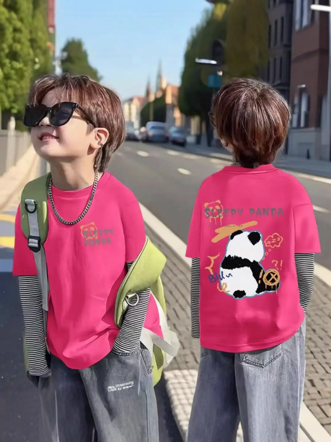 Boys Long Sleeve T-Shirt White Red Green Korean Style 2025 - Image 10