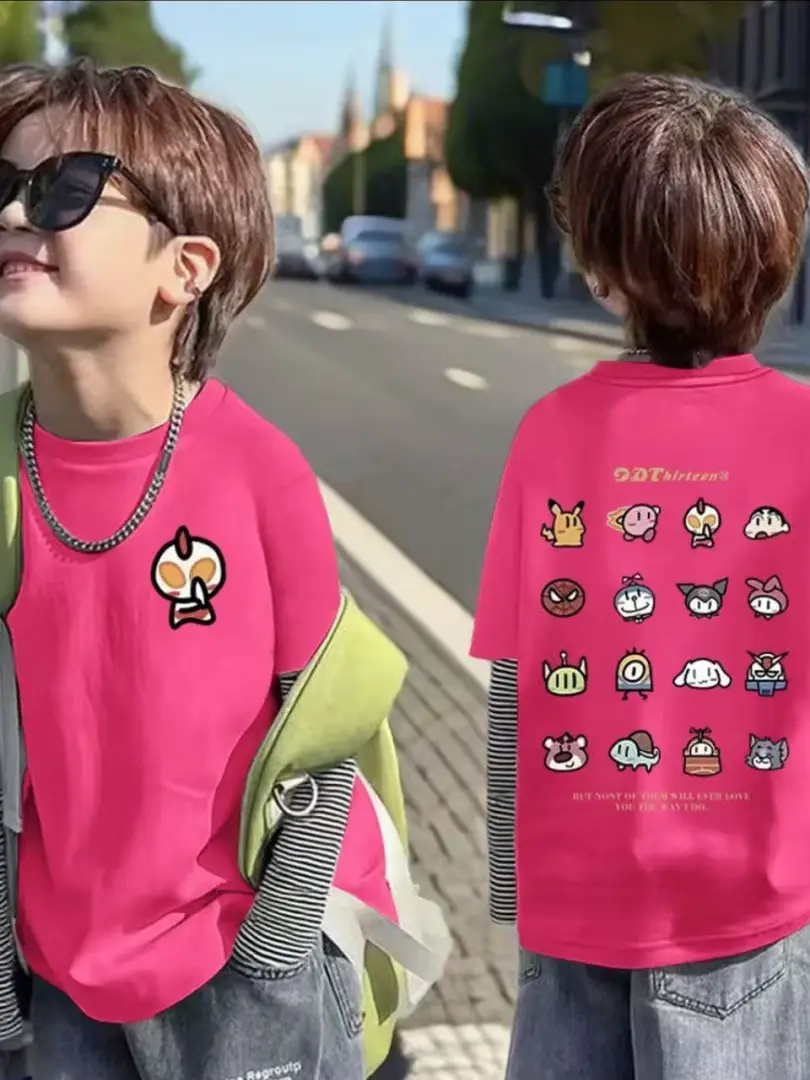 Boys Long Sleeve T-Shirt White Red Green Korean Style 2025 - Image 12