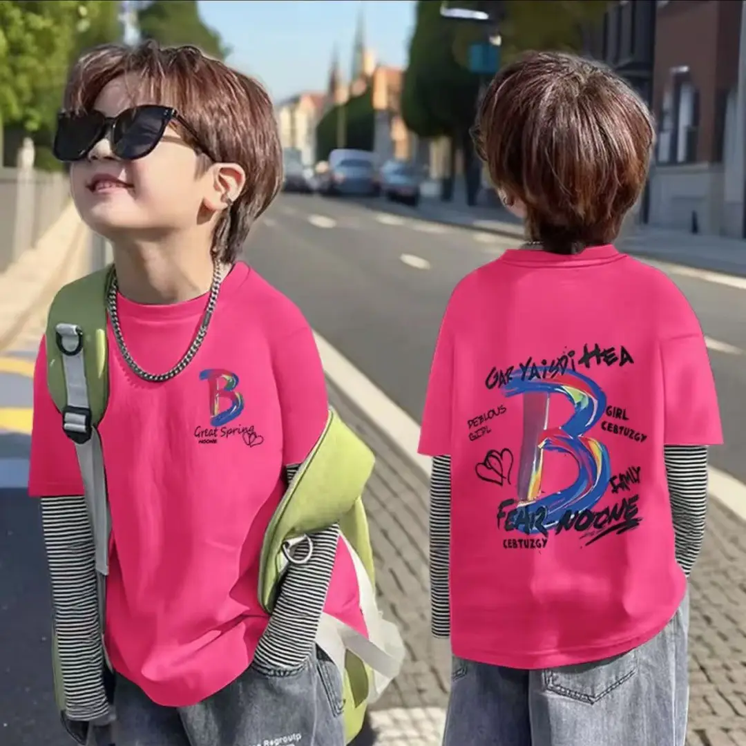 Boys Long Sleeve T-Shirt White Red Green Korean Style 2025 - Image 3