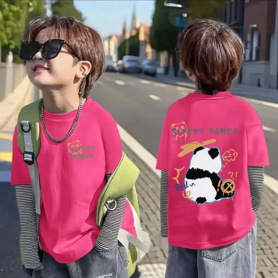 Boys Long Sleeve T-Shirt White Red Green Korean Style 2025 - Image 5
