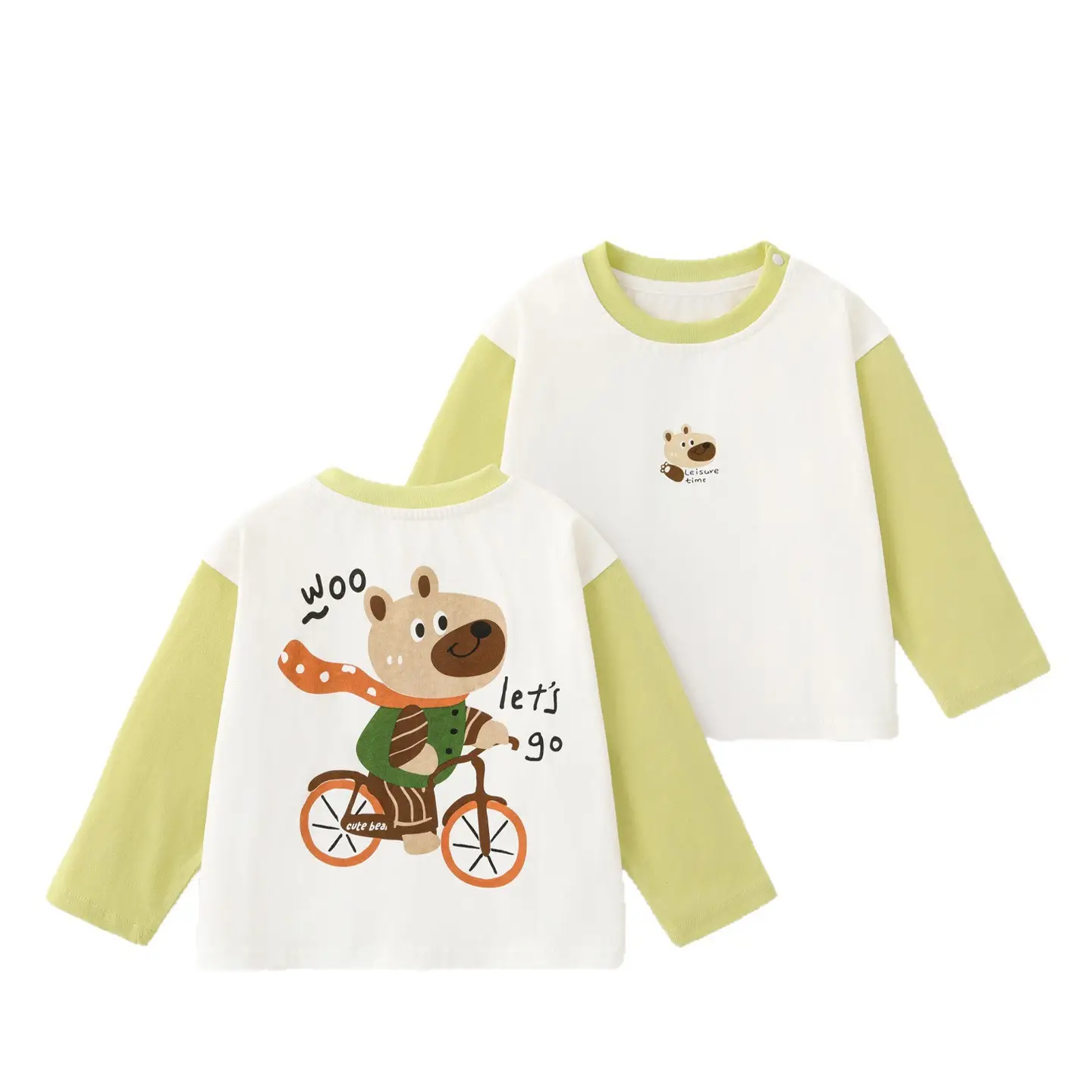 Kaka Panda Boys Long Sleeve T-Shirt & Pants Set White Green - Image 7